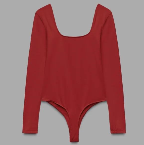 ZARA RED POLYAMIDE LONG SLEEVE BODYSUIT ❤️❤️❤️ - Picture 5 of 5